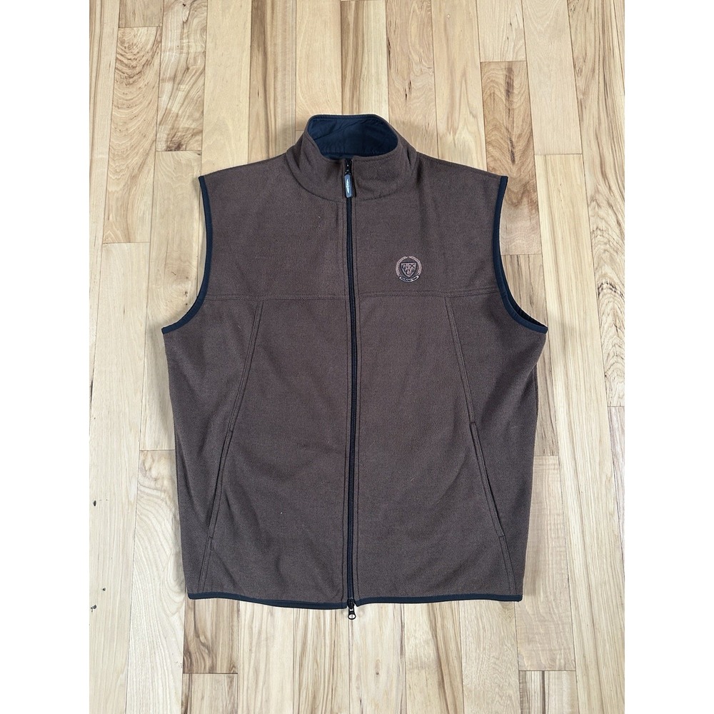 Straight Down Mens Brown Full Zip Fleece Golf Vest Large L Country Club